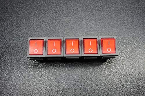 5 kom Rocker prekidač crveni LED DPST na isključenju 15 pojačava 250 V 20 pojačala 125 V 6 PIN EC-620