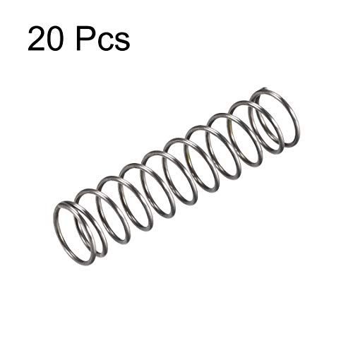 Uxcell kompresijska opruga, 10 mm od, veličine žice od 0,8 mm, 20 mm komprimirana dužina, 40 mm Free Dužina, 30n nosivost, siva, 20pcs