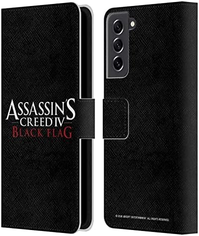 Dizajn kućišta za glavu zvanično licencirani Assassin's Creed bijeli i crveni crni Zastava logotipi kožna maska za novčanik za knjige kompatibilan sa Samsung Galaxy S21 FE 5G
