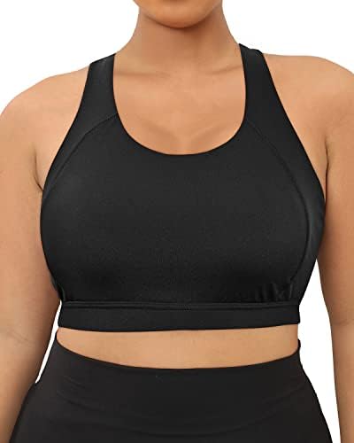 Marinavida Women Plus Veličina High Dicts Sports BRA Racerback Workout podstavljena Yoga teretana Activewear grudnjak sa uklonjivim