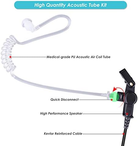 COMMIXC voki toki slušalica, prikrivene slušalice sa akustičnom cijevi za vazduh sa PTT i mikrofonom, kompatibilne sa Motorola Mototrbo Dvosmjernim radijima APX4000 APX7000 APX8000 XPR6350 XPR6550 XPR7350 XPR7550