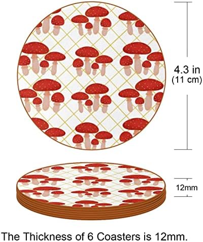 Crveni gljive uzorak za piće, 6 komada zaštitne mat stola za čaše za vino za čaše i čaše, za višekratnu upotrebu u uredu, kuhinja,
