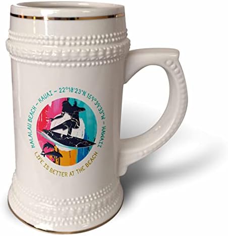 3Droze američke plaže - Plaža Kalalau, Kauai, Havaji ljeto. - 22oz Stein šolja