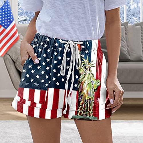 Dan nezavisnosti Trend Sportski joga Labavi kratke hlače s podesivim nacrtanjem u sredini struka SAD Zastava zastava