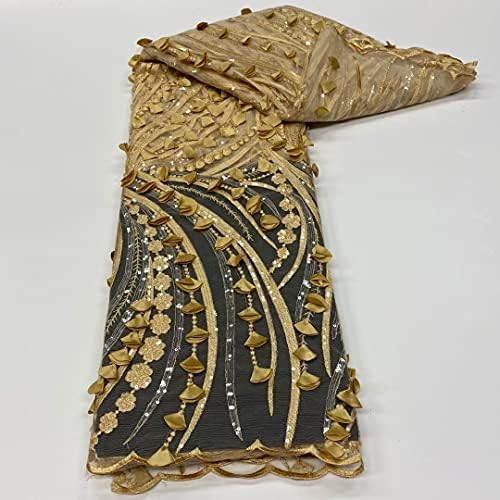 Francuska žuta čipkasta tkanina od tila neto tkanina Afrička čipkasta veza afričke vezice sa 3D cvećem čipkaste tkanine za svadbenu