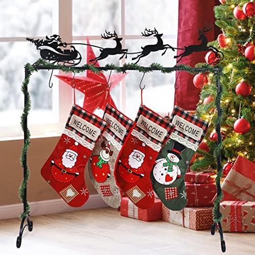 Yhthoha metalni božićni vijak nosač čarapa Stalak sa 6 kuka, božićne čarape za stoji za pod. Stalak za čarapu dodati će sjajan svečani
