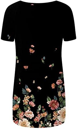 JJHevdy ženski cvjetni print za ogromne majice s kratkim rukavima kratkim rukavima posade točke tunike plus veličina casual bluza