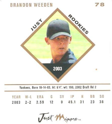 2003-04 Samo maloljetnici Rookies 78 Brandon Weeden RC - New York Yankees