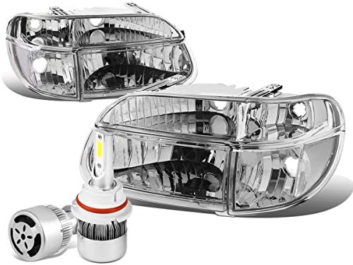 Kompatibilno sa Ford Explorer Mountaineer parom hromiranih farova + prozirno Ugaono svjetlo + 9007 LED ventilatorom za konverziju