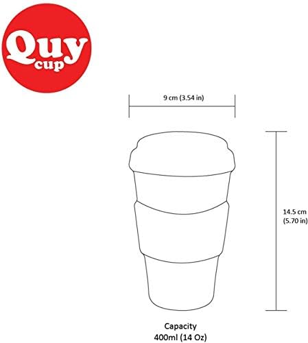 Quy Cup. Limoni. Bambusova kafa za gomilu - set od 2, 14 oz dizajna u Italiji, BPA besplatne ekofiendly čaše, 2 putne torbe za višekratnu