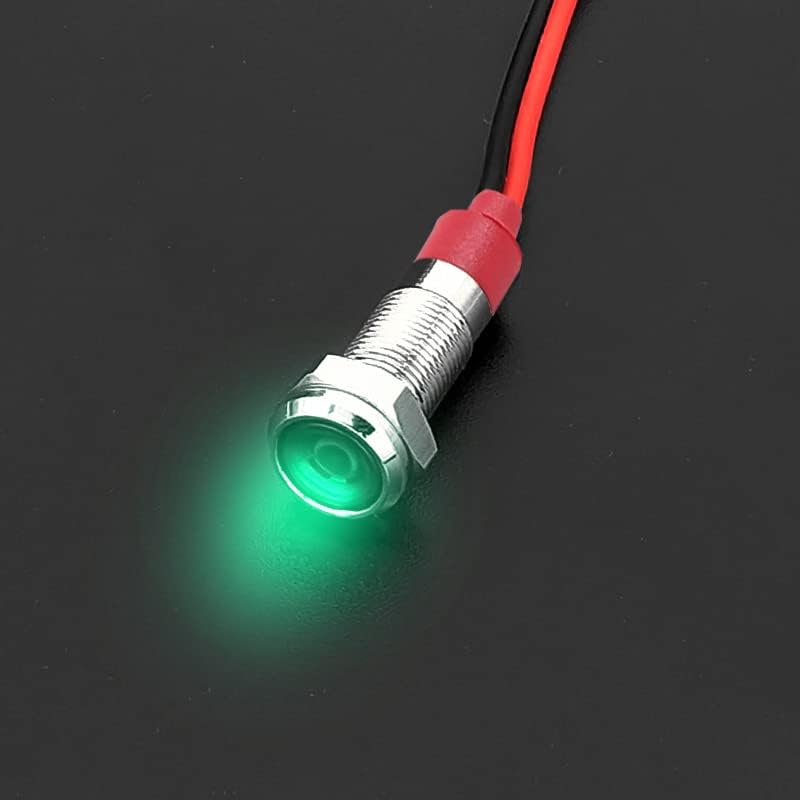 JAIZAIWJ 6kom 12v LED indikatorska lampica 8mm（5/16 indikatorska lampica žmigavca vodootporna signalna lampa sa 150mm žičanom ispitnom