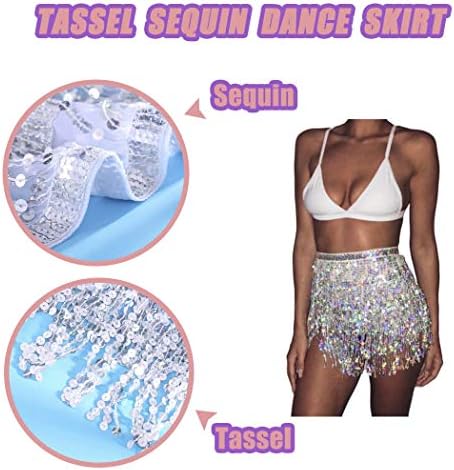 Elabest Sequin Tassel trbušnjački ples suknje Fringe Hip šal rave kostim za žene i djevojke