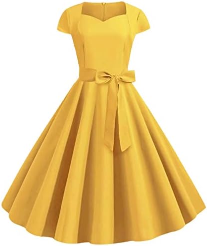 ADSSDQ proljetne haljine za žene 2023, ljetni pab sa kratkim rukavima, peplum tunika haljina za ženske retro svjetlo V izrez