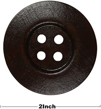 Yaka 30pcs Brown Okrugli drveni tasteri 4 rupe, obrtni gumbi za šivanje odjeće, velike veličine 2 inča za šivanje za obrt
