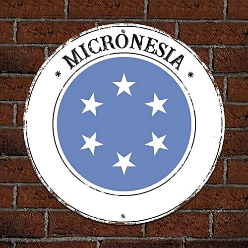 Mikronezija Nacionalna zastava Vintage Zidno Umjetni dekor Aluminijski metalni vijenac potpisao sa vintage stil hrđ Besplatno otporno