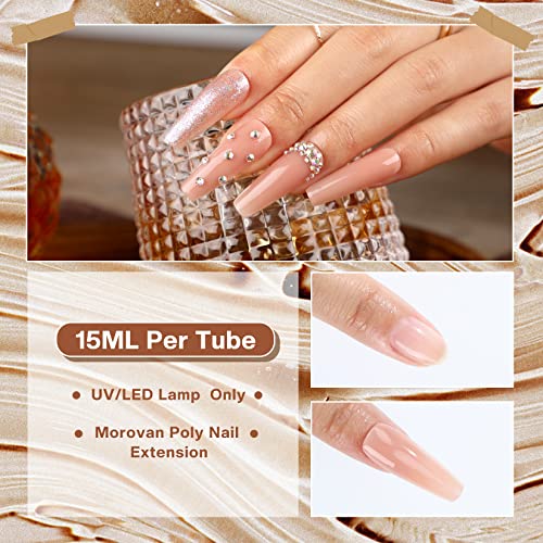 Morovan Poly Gel komplet za nokte-2 boje Poli Gel kompleti za nokte sa UV Lamp slip Solution i Base Top Coat Poly nail gel Kit za