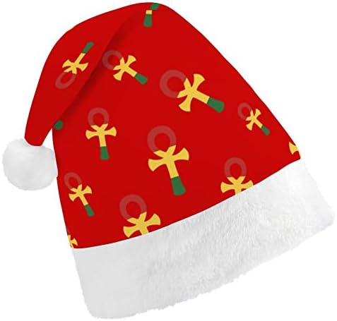 Rasta Ankh Božićni šešir Santa Claus šeširi kratki pliš sa bijelim manžetama za muškarce žene Božić dekoracije za prazničnu zabavu