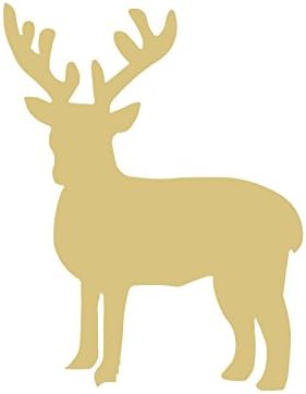 Jelenski izrez nedovršeni drveni rogovi Caribou Irvas šumska životinja Buck Doe Zoo MDF oblik platna stil 4