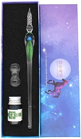 Gullor Jellyfish Glass Olovka, borosilikat staklena potpis olovke Kristalno set masti za olovke, zelena