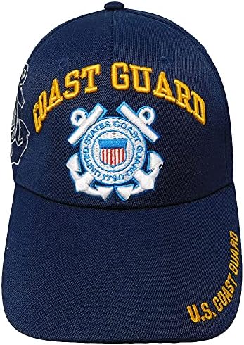 Trgovinski vjetrovi SAD USCG Obalna straža Sjedinjenih Država 1790 Sidra sjena tamnoplava akril Podesiva vezena kapa šešir, Multi,