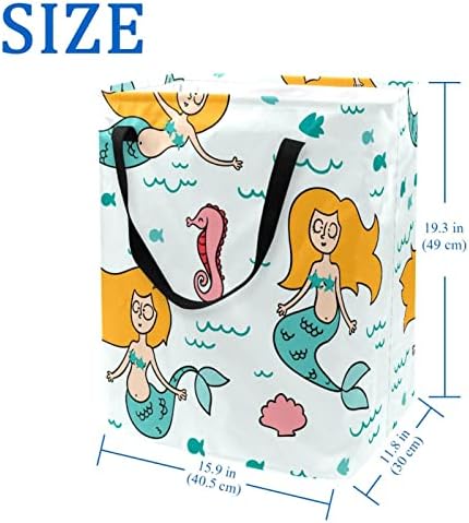 Okeanska morska riba Mermaid Seahorse Print sklopiva korpa za veš, 60L vodootporne korpe za veš kante za veš igračke skladište za