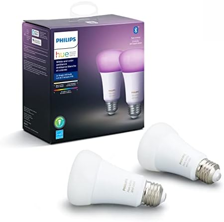 PHILIPS Hue bijela i ambijent u boji 2-Pack A19 LED Smart Bulb, 2 sijalice & amp; Hue bijela i ambijent u boji A19 base Lumen LED