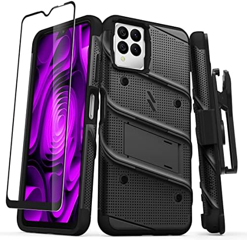 Zizo Bolt Bundle za T-Mobile Revvl 6 Pro 5G futrola sa zaštitnikom zaslona Kickstand Holster Lanyard - crna