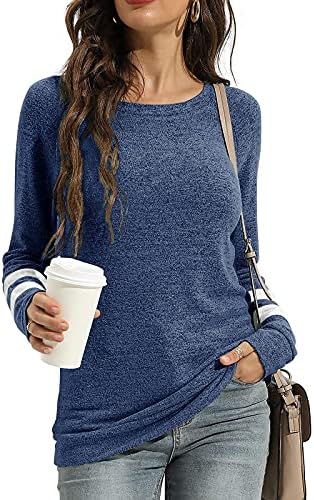 Ženska boja blok dukserice Crewneck džemperi s dugim rukavima