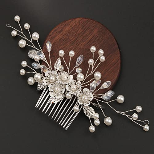 Slatki legura Cvijeće Pearl Rhinestone ručno rađenču za kosu za kosu za dlake za djeveruše žene ili djevojke, poklon za vjenčanje