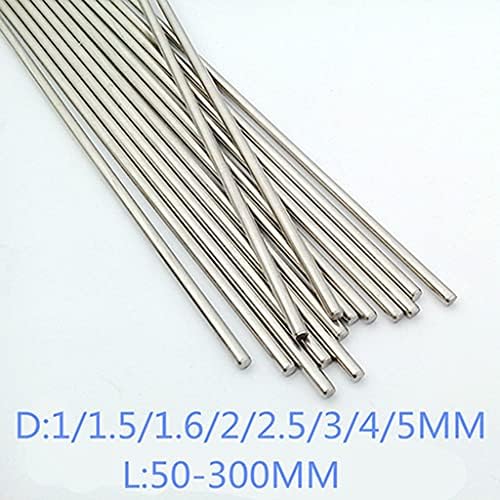 20pcs Round Stainless Steel Rod, D 1/1.5/1.6/2/2.5/3/4/5mm Length 50-300MM Metal Shaft Rod Bar For Car Frame Part