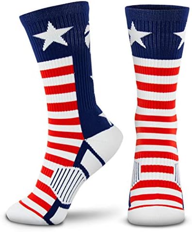 ChalkTalkSPORTS košarkaške tkane čarape do sredine teleta / Patriotske zvijezde i pruge / veličine za mlade i odrasle