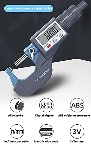 SLATIOM 0-25mm spiralna Visoko precizna digitalna tačnost vanjskog mikrometra 0.001 mm elektronski LCD ekran u/mm alat za mjerenje mikro metra