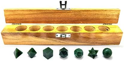 Sharvgun platonski čvrsti proizvodi kristalno zeleni žad 7 komada sacred geometrija kristalno set sa drvenim kutijom prirodni kristal