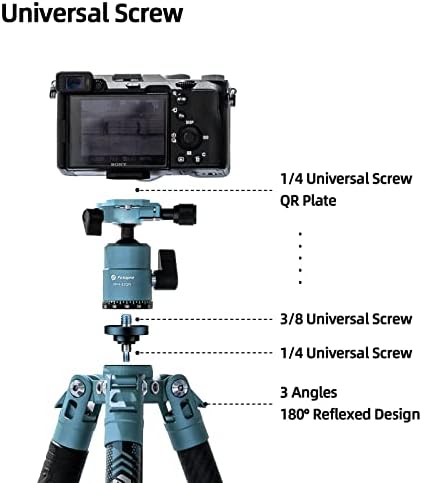 Fotoparbo karbonski vlakno Tripod 60 inča 360 stupnjeva kugla za brzo otpuštanje lagana kamera Starod za putni stativ presavijen Visina samo 14,2 , max opterećuje do 22kl, plavo