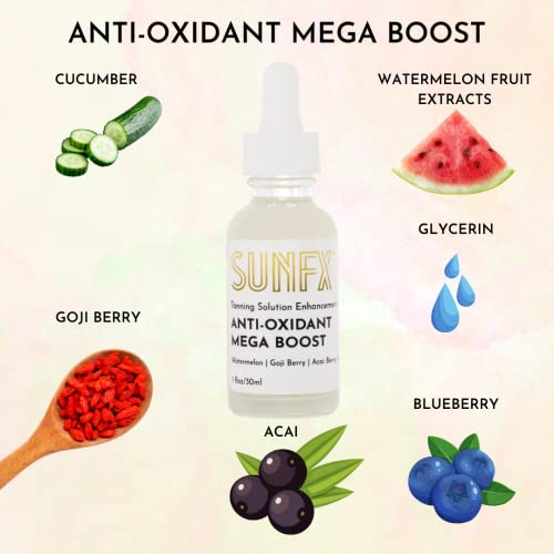 Sunfx aditiv za sunčanje | antioksidans Mega Boost | lubenica, Goji Berry, Acai Berry-1 fl oz / 30ml