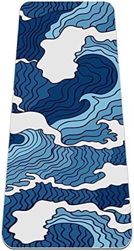 Siebzeh Abstract Wave Blue Print Premium Thick Yoga Mat Eco Friendly Rubber Health & amp; Fitness non Slip Mat za sve vrste vježbe