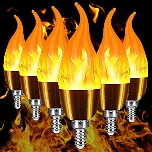 6 Pack E12 LED plamen sijalica nadograđene treperenje požara Candelabra sijalice sa 3 načina 3w toplo bijele E12 LED luster sijalice