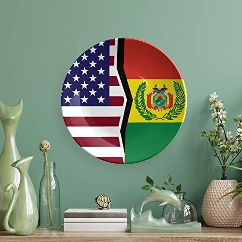 Američka i Bolivija zastava za zastavu ukrasna ploča okrugla keramička ploča koštana ploča sa zaslonom za dekor vjenčanja za zabavu