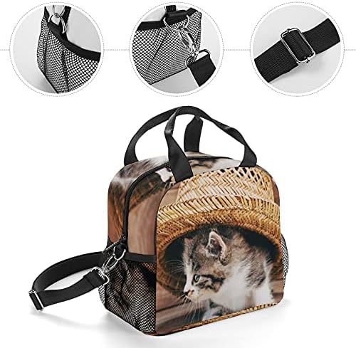 Mačka sa šeširom ženska torba za ručak izolovana torba za ručak za kancelarijski radni piknik