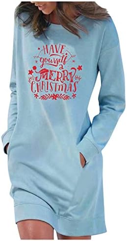 Twwone Chistmas Haljine za žene 2023 Duks dugih rukava haljina Crewneck Loot Fit pulover Duksere