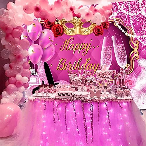 7x5ft Pink Happy Birthday Backdrop maska sa visokom petom Pink Glitter Backdrop za rođendansku zabavu 50th 70th Birthday Backdrop