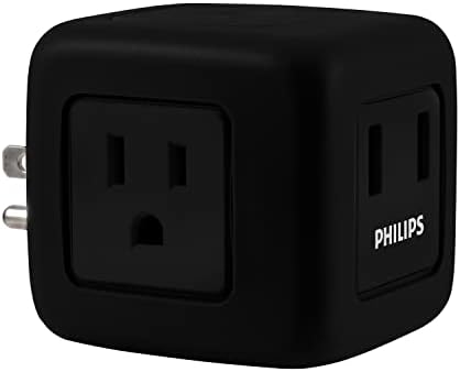 Philips 3-outlet Extender sa 6-usb za zaštitnikom za punjenje, zaduženom stanicom, prizemljenom zidnom slavinu, 3-PRONG, 2.4 Amp /