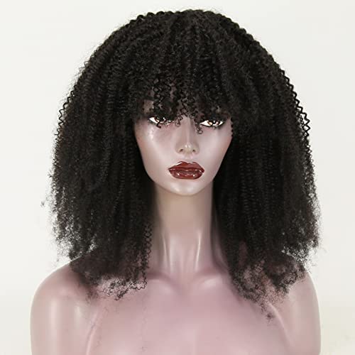 cik-cak kosa Afro Kinky kovrčava perika sa šiškama ljudska kosa, perika od prirodne kose za crne žene 200% gustoća puna Mašinska perika