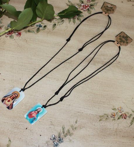 Pologerine živopisnog vjerskog srca Marijske ikone Skapularna privjesak-ogrlica sa podesivim kablom za rep za štakor