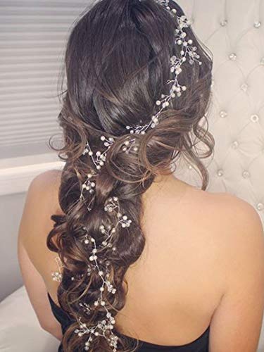 Fxmimior Svadbeni kristali za vjenčanje vole dugu kosu Vine traka za glavu vjenčanje večernje zabave extra duga kosa Vine srebrna