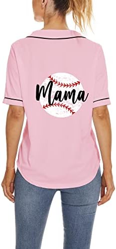 Bejzbol Dresovi Mama Mama Pismo Print Dugme Down Majice Rođendanski Poklon Sport V Vrat Shirt Žene Tee