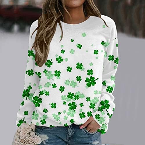Cheekey St Patricks Dan majica Žene s dugim rukavima Irske Shamrock košulje Crewneck Lucky Clover Print Zelene vrhove