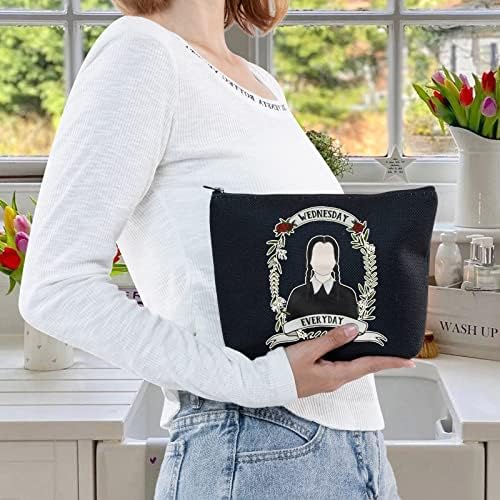 LEVLO Addams Movie Cosmetic Make up Bag Wednesday Fans Gift Addams Movie Merchandise for Women Girls