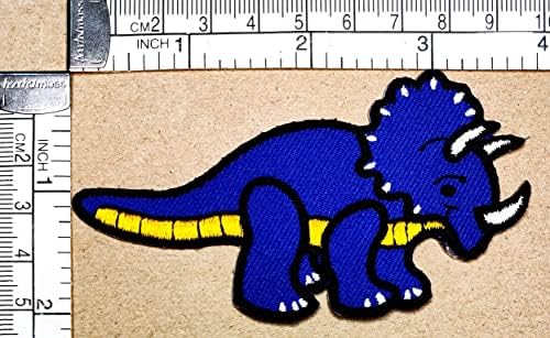 Kleenplus 2pcs. Purple Dinosaur zakrpe naljepnice Triceratops Dinosaur životinjski crtani zakrpa Simbol Simbol kostim jakne Jeans Hats Backpacks DIY Applique Emboided SEW Gvožđe na patchu