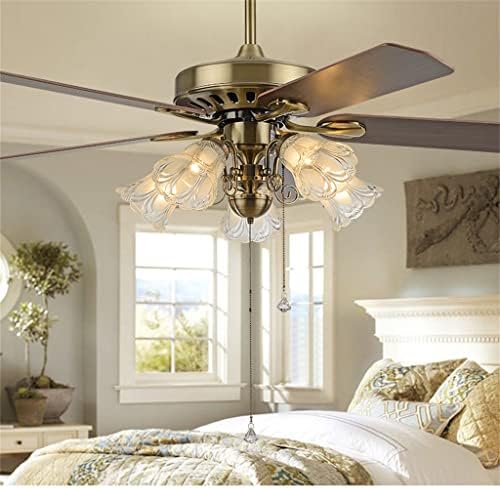 KFJBX retro listovni strop LED ventilatorski svijetli 52 inčni blagovaonica spavaća soba dnevni boravak osvjetljavajući stropni ventilator